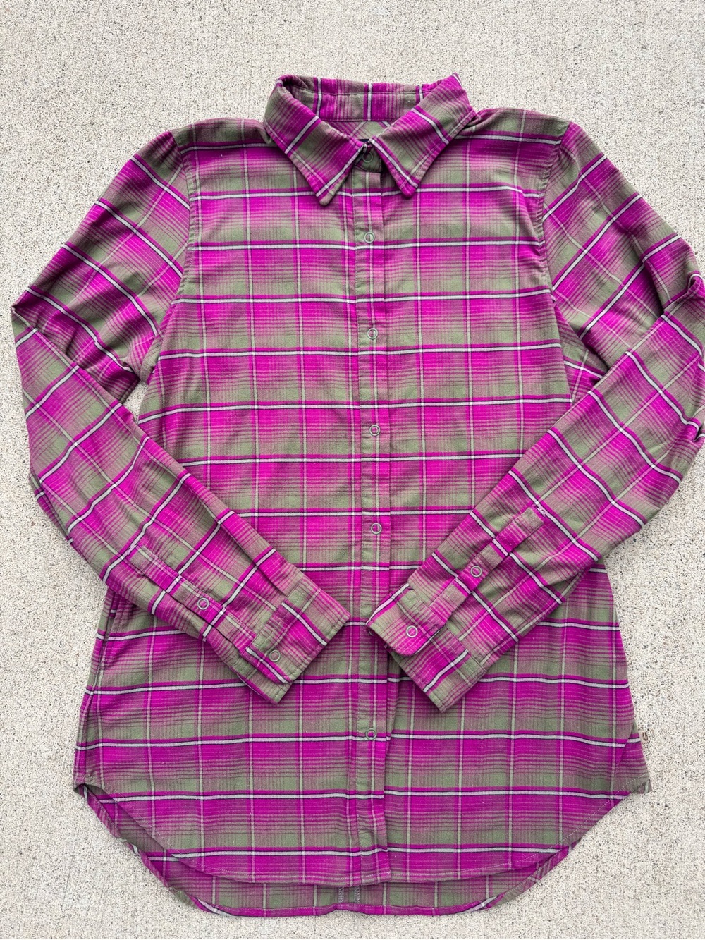 Burton DRYRIDE Blitz Pink and Olive Plaid Snap-Down Shirt-Women's M